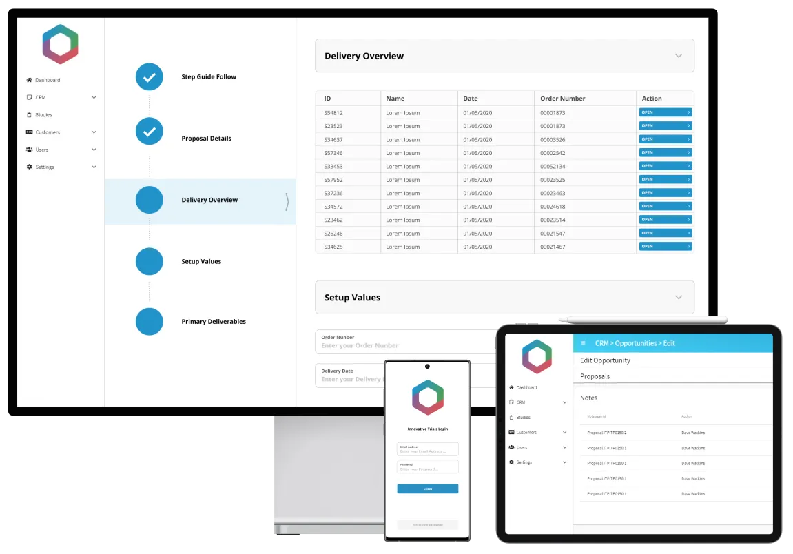 Innovative Trials software development project screens Innovative Trials software development project screens