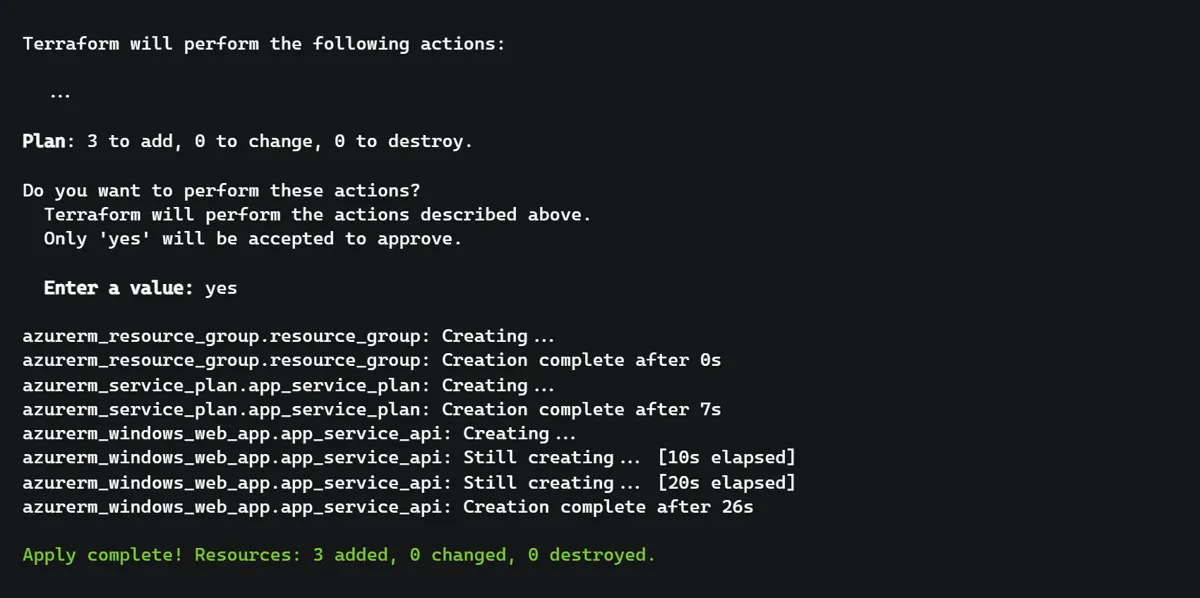 Terraform apply output Terraform apply output
