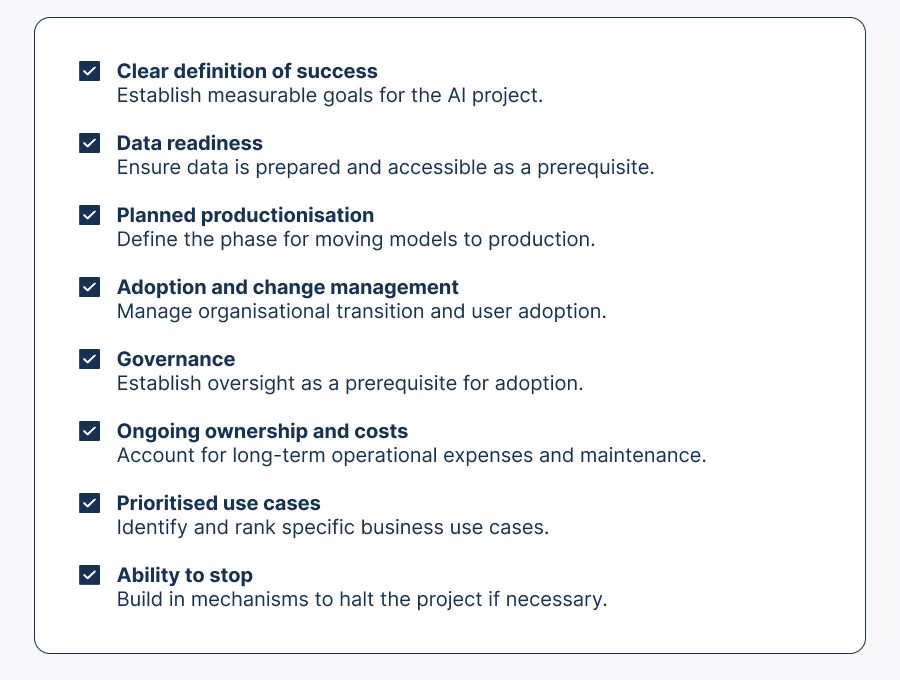 Checklist for AI projects 