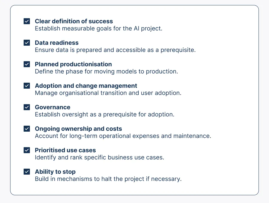 Checklist for AI projects 