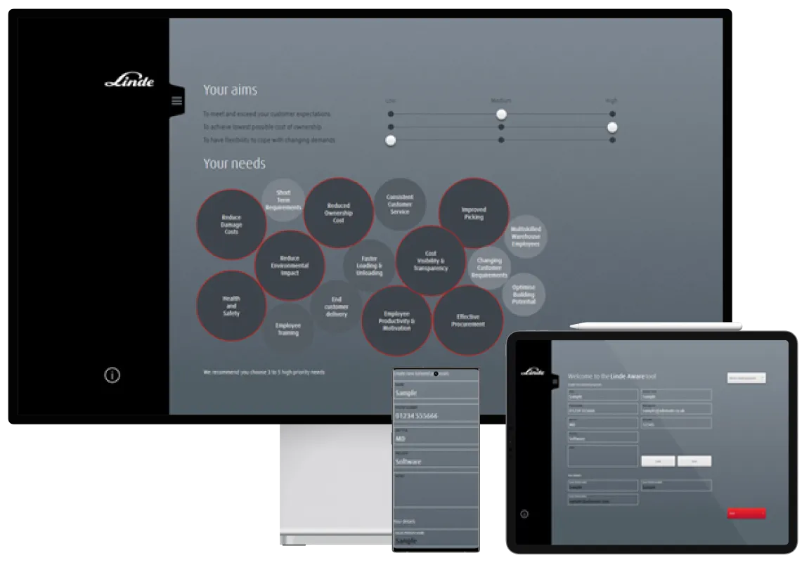 Linde software development project screens Linde software development project screens